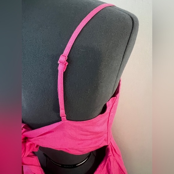 Bardot Sz M Bubblegum Pink Amelie Linen Blend Tiered Mini Dress w/ Bow NWOT - Picture 6 of 15